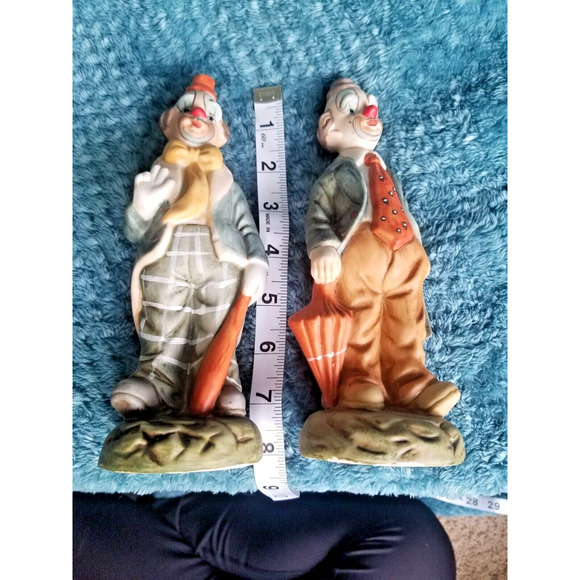 Set Of 2 Vintage Art Mark Porcelain Clown Figurines - Picture 11 of 13